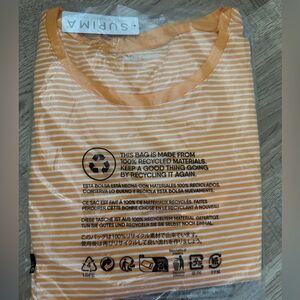 Lands’ End Plus Size 1X Supima Cotton Crewneck Tee Sweet Mango Stripe NWT